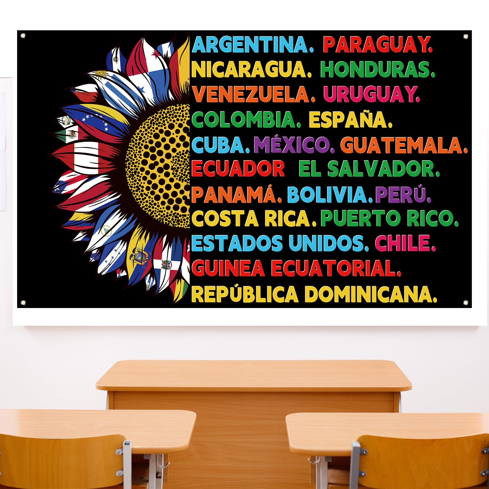 Arosche Hispanic Heritage Month Banner - 72x48 Inch Backdrop With Latino Icons & Inspiring Words - View #3