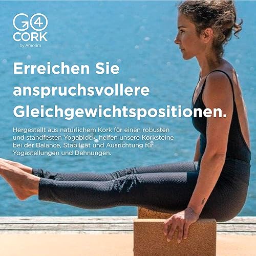 Miniatura 4 de Go4Cork Bloque de yoga de corcho para yoga, pilates y meditación, antideslizante, hipoalergénico, sostenible, no tóxico