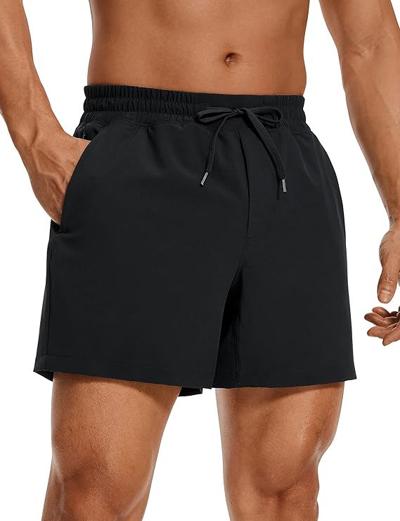 CRZ YOGA Men's Linerless Workout Shorts - 5'' Lightweight Quick Dry for Running Sports Athletic Gym with Pockets