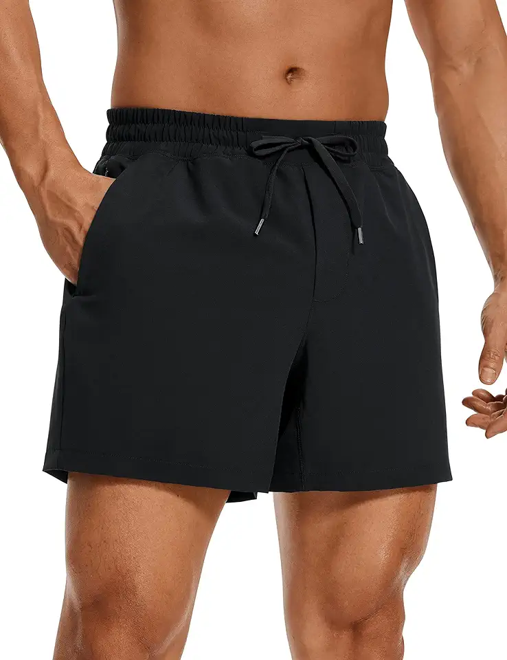 CRZ YOGA Men's Linerless Workout Shorts - 5'' Lightweight Quick Dry for Running Sports Athletic Gym with Pockets