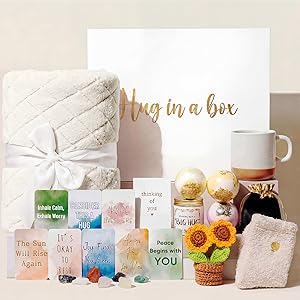 Self Care Gifts for Women Mom Get Well Soon Gifts Thinking of You Gift Baskets for Women Mom Sympathy Gift Baskets Hug in a Box Care Package with Cozy Blanket Scented Jar Candle Encouragement Cards | Encouragement Cards