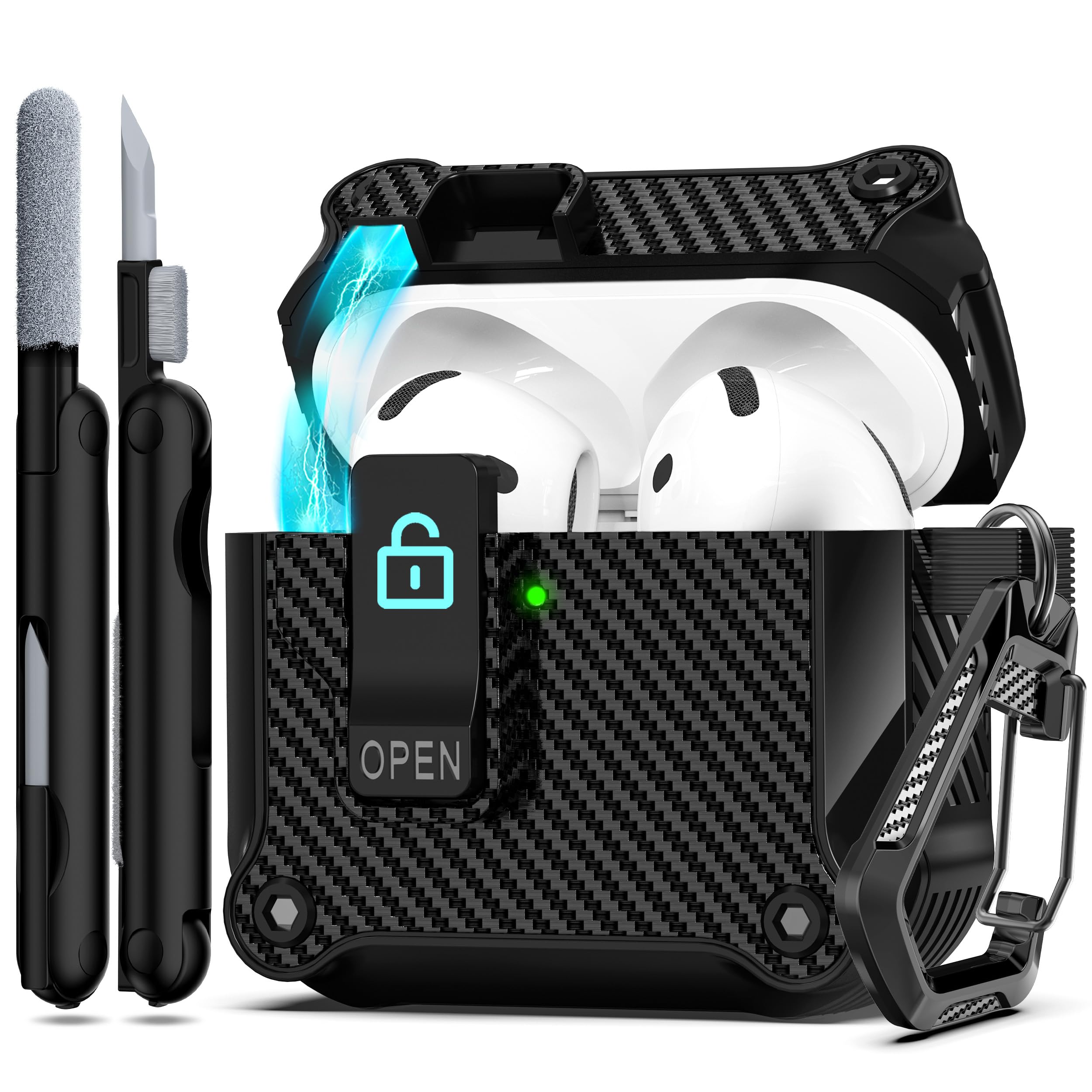RFUNGUANGO Compatible with Airpods 2nd /1st Case,Automatic Pop-up with Safety Lock Clip, Full Body Shockproof Hard Case with Keychain Compatible with AirPods case,starry sky — view 28