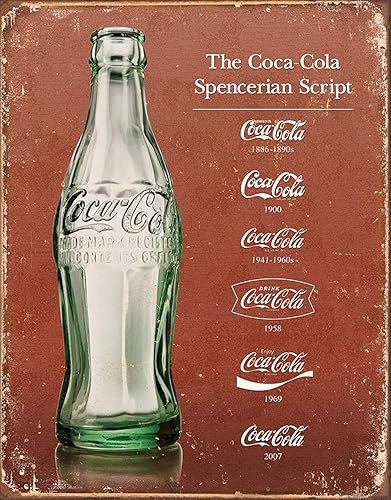 Desperate Enterprises Coca-Cola - Script Heritage - Letrero de hojalata, 12.5 pulgadas de ancho x 16 pulgadas de alto