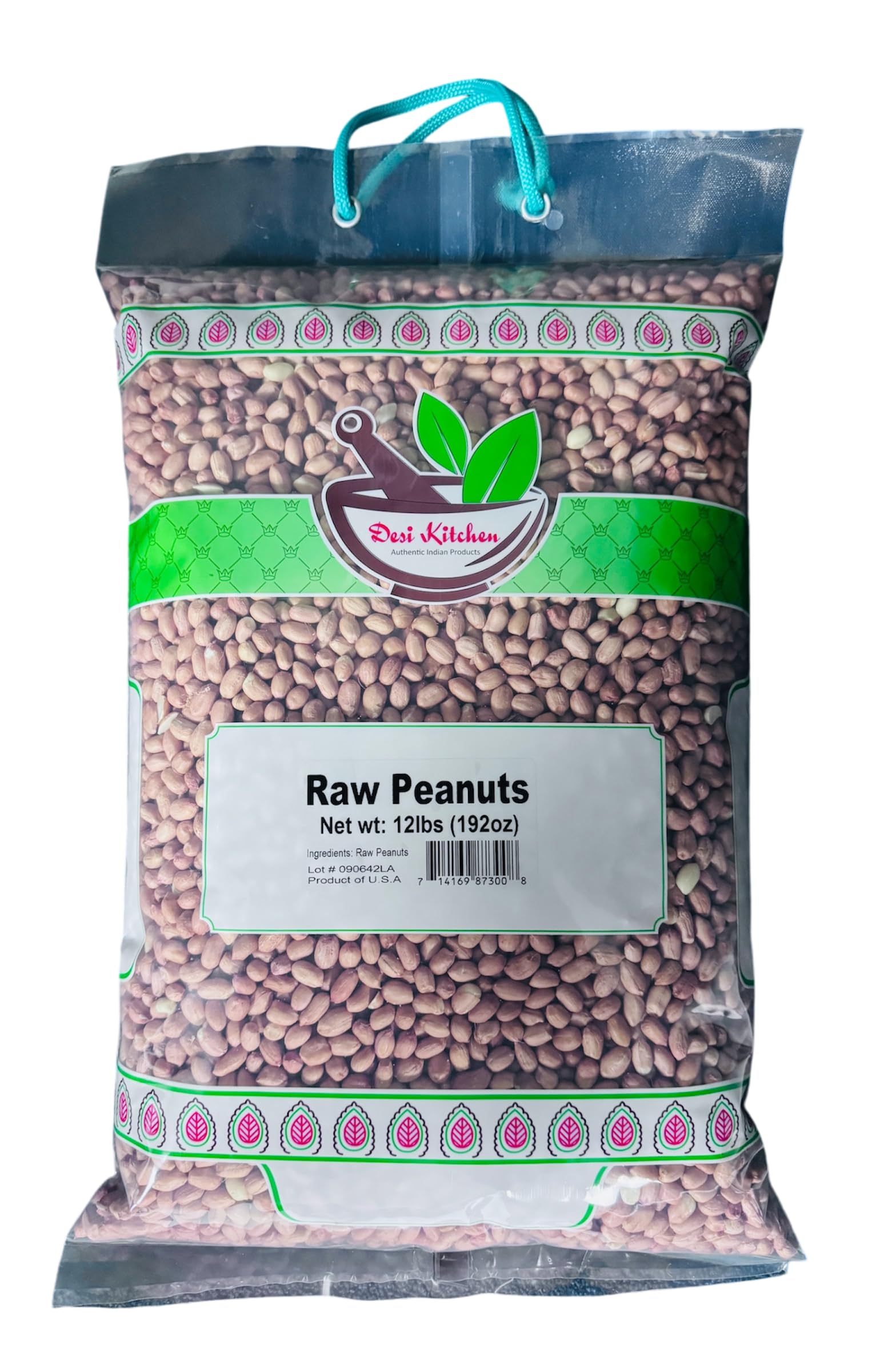 Desi Kitchen Raw Peanuts Whole with skin (Uncooked, Unsalted) 12lbs (192oz) Poly Bag by Rani Foods Inc