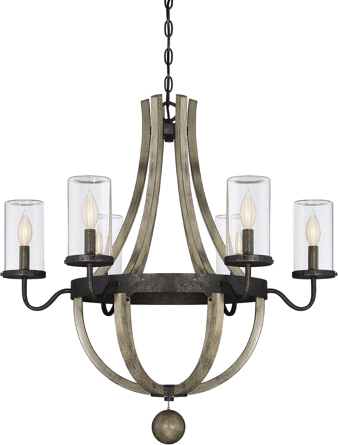 Savoy House 1-2100-6-70 Eden Modern Farmhouse Rustic French Country Clear Glass Outdoor Chandelier, 6-Light 360 Total Watts, 31" H x 29" W, Weathervane