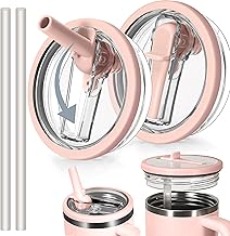 2 Pcs Fit Stanley Lid Replacement 40 Oz, Flip Top, Plastic & Polypropylene, Pink, Minimalist-functional, No Leak, Spill Proof, 40 Oz Tumbler Lid