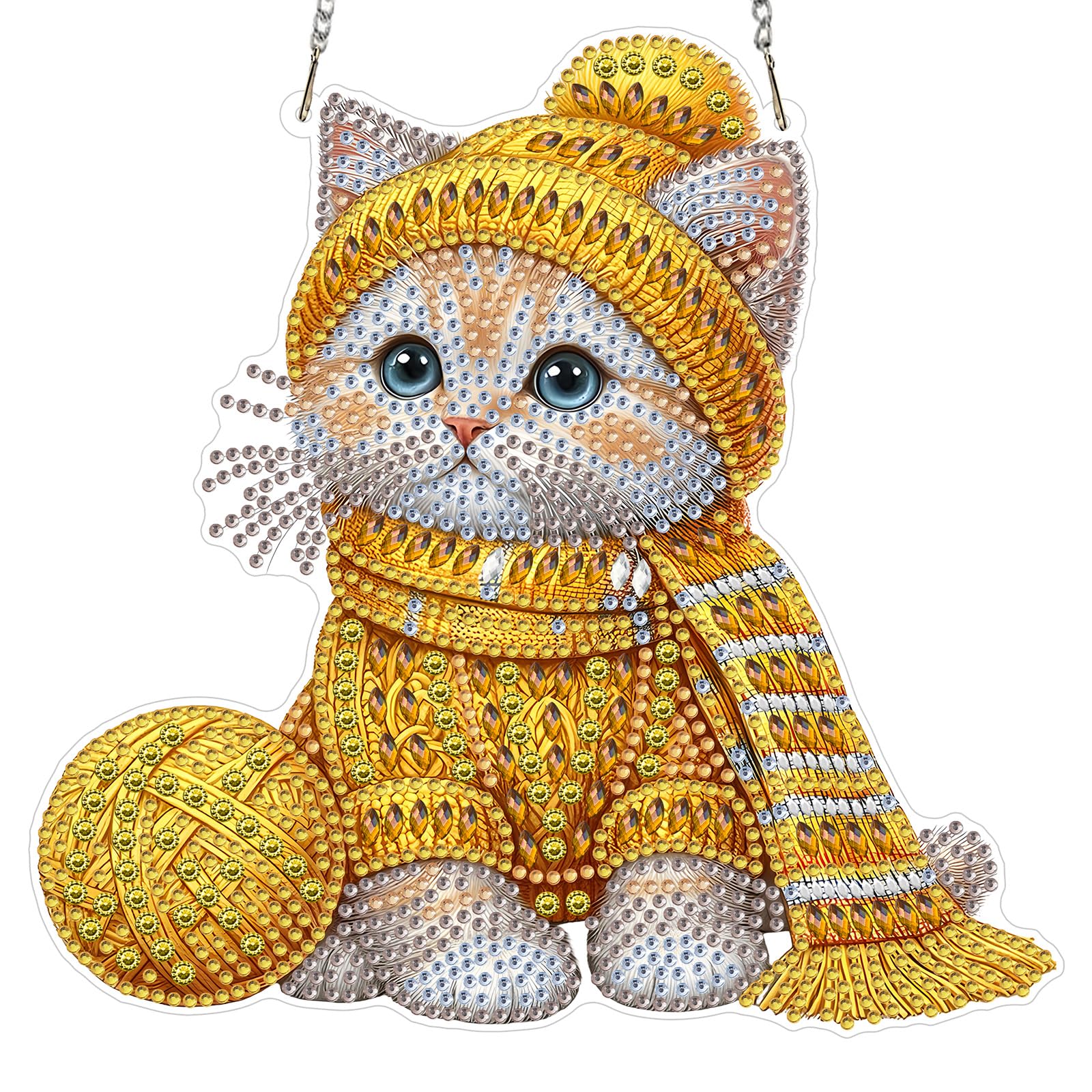 MXJSUA Cat Diamond Art Window Suncatchers, Diamond Painting Art Kits for Adults Hanging Ornaments with Chain, 5D Special Shape Crystal Diamond Pendant Accessories for Decor Gift 20x20cm โ image 1