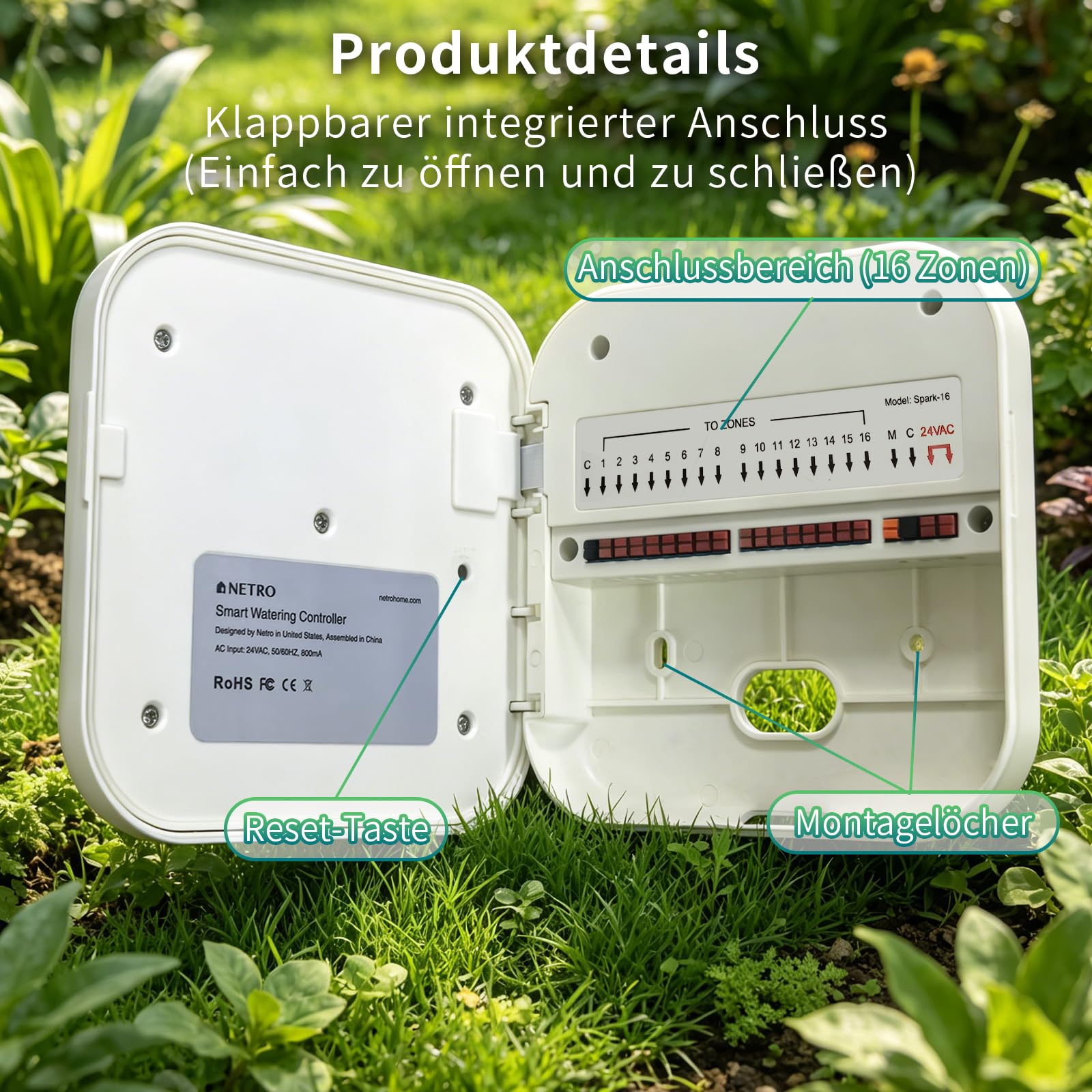 Netro Spark 16 Zonen Bewässerungscomputer WLAN App-Steuer Für Rasen Garten