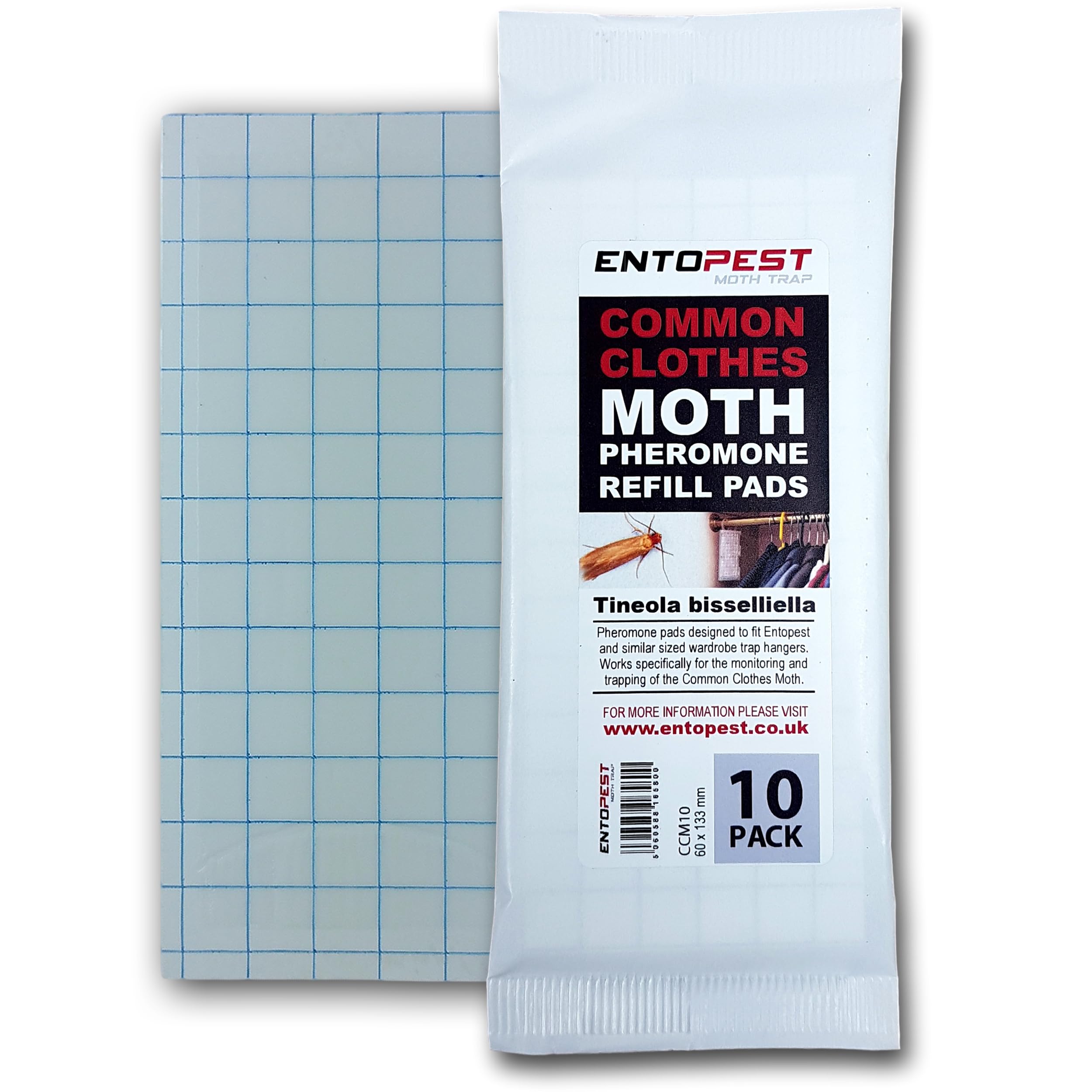 10-Pack Clothes Moth Monitoring Traps – Refill for Room & Wardrobe Hanger Units – For Detection of Tineola bisselliella