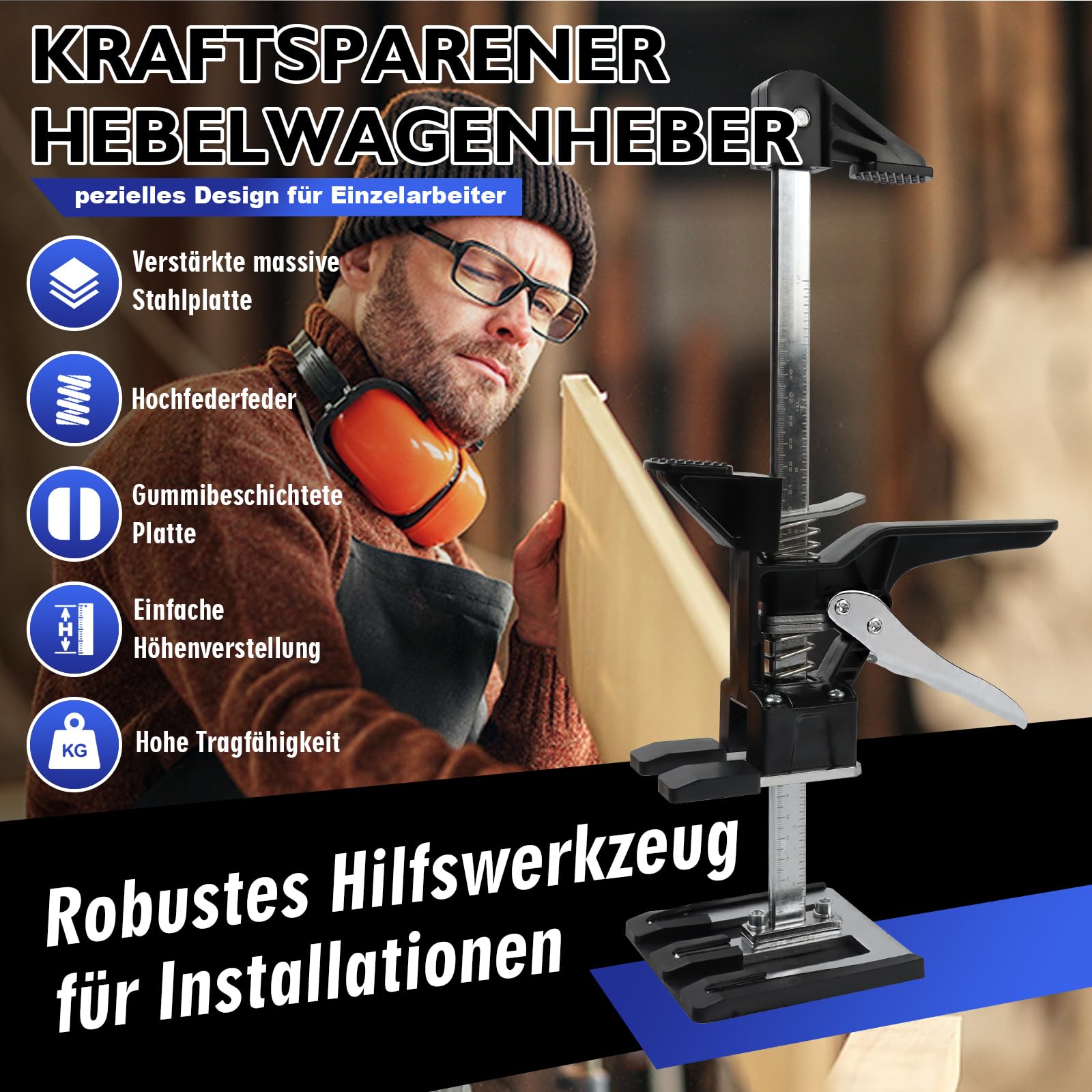 ODWSCBODWSCB 2-in-1 Multi Arbeitssparender Arm mit Skala 2 Pcs Multifunktionale Handhebewerkzeug 400kg für Böden,Türen,Schrankinstallation Heber für Gipskartonplatten