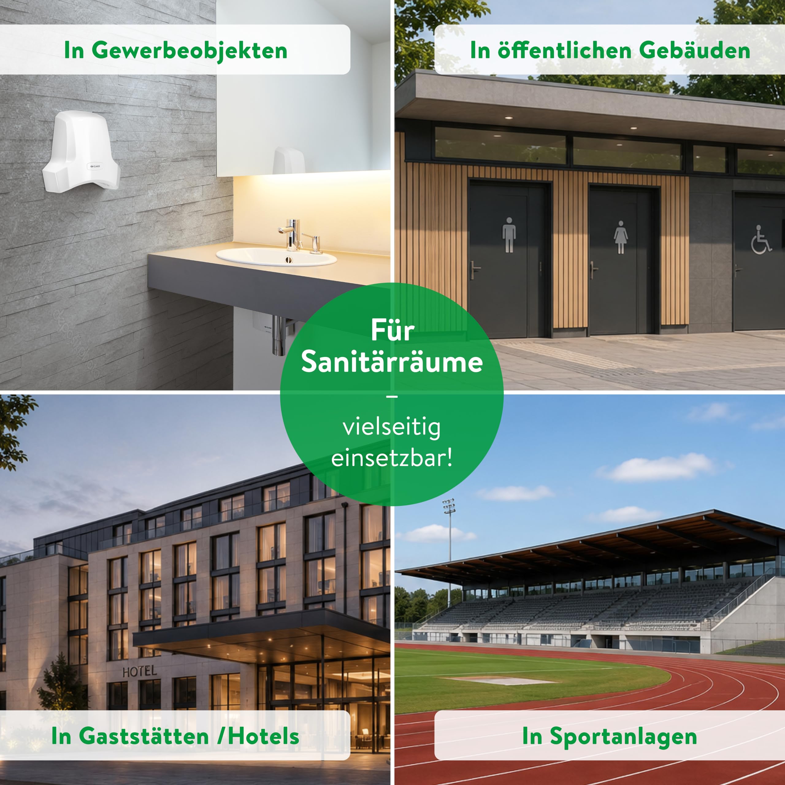 CLAGE WHT Warmlufthändetrockner – Hygienischer & energieeffizienter Händetrockner mit Warmluft – Leistungsstark, geräuscharm & langlebig – Perfekt für Büro, Gastronomie & öffentliche Bereiche