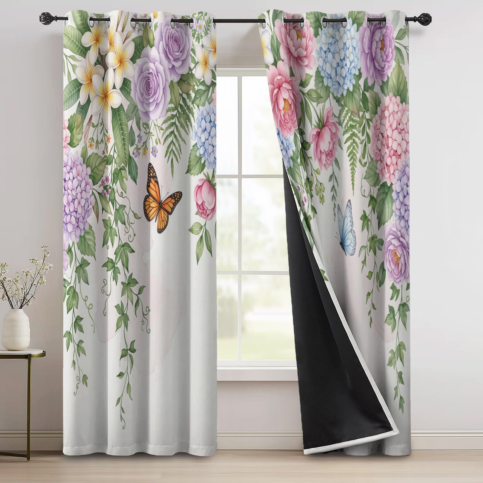 Cortinas opacas 100 % (alto x ancho x ancho), 2 unidades, 260 x 140 cm (juego de 2), cortinas opacas para dormitorio, color rosa y morado
