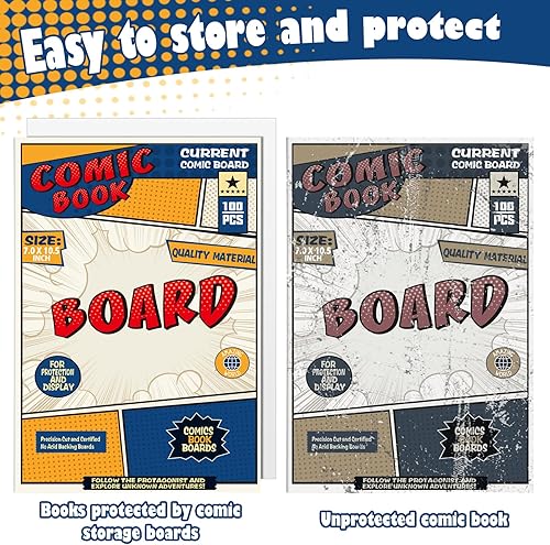 Vista 4 de Leffis 100 protectores para cómics, protectores de cómics de tamaño actual, protectores de cómics gruesos y duraderos de tamaño regular