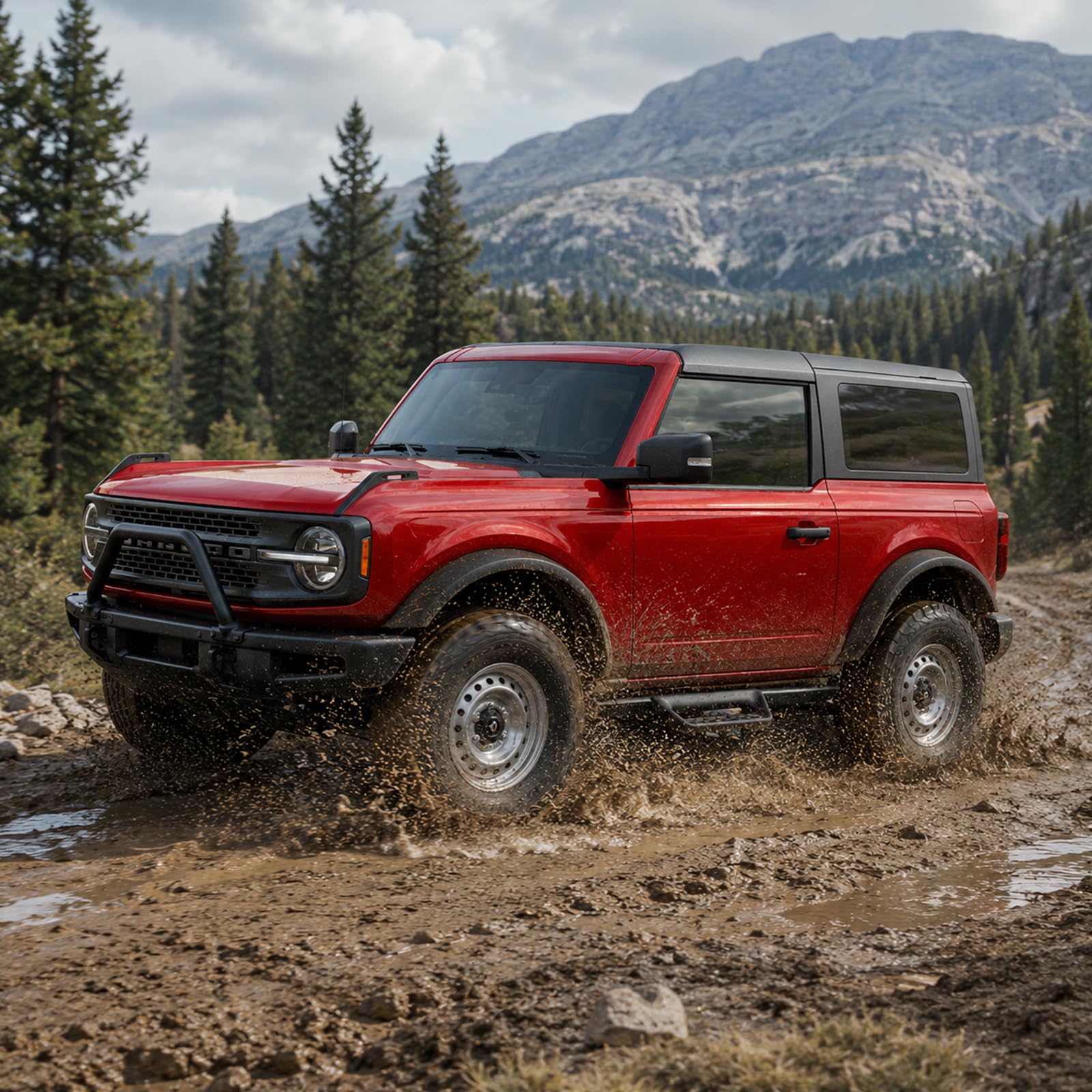 MABETT 2 szt. deski do biegania stopnie boczne do Ford Bronco 2/4 drzwi akcesoria do 2/4 drzwi, czarne kroki boczne, suwaki Nerf Bar Fit Bronco
