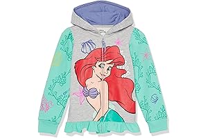 Girls' Toddler Princess Disney Characters Zip Up Hoodie with Ruffle Hem