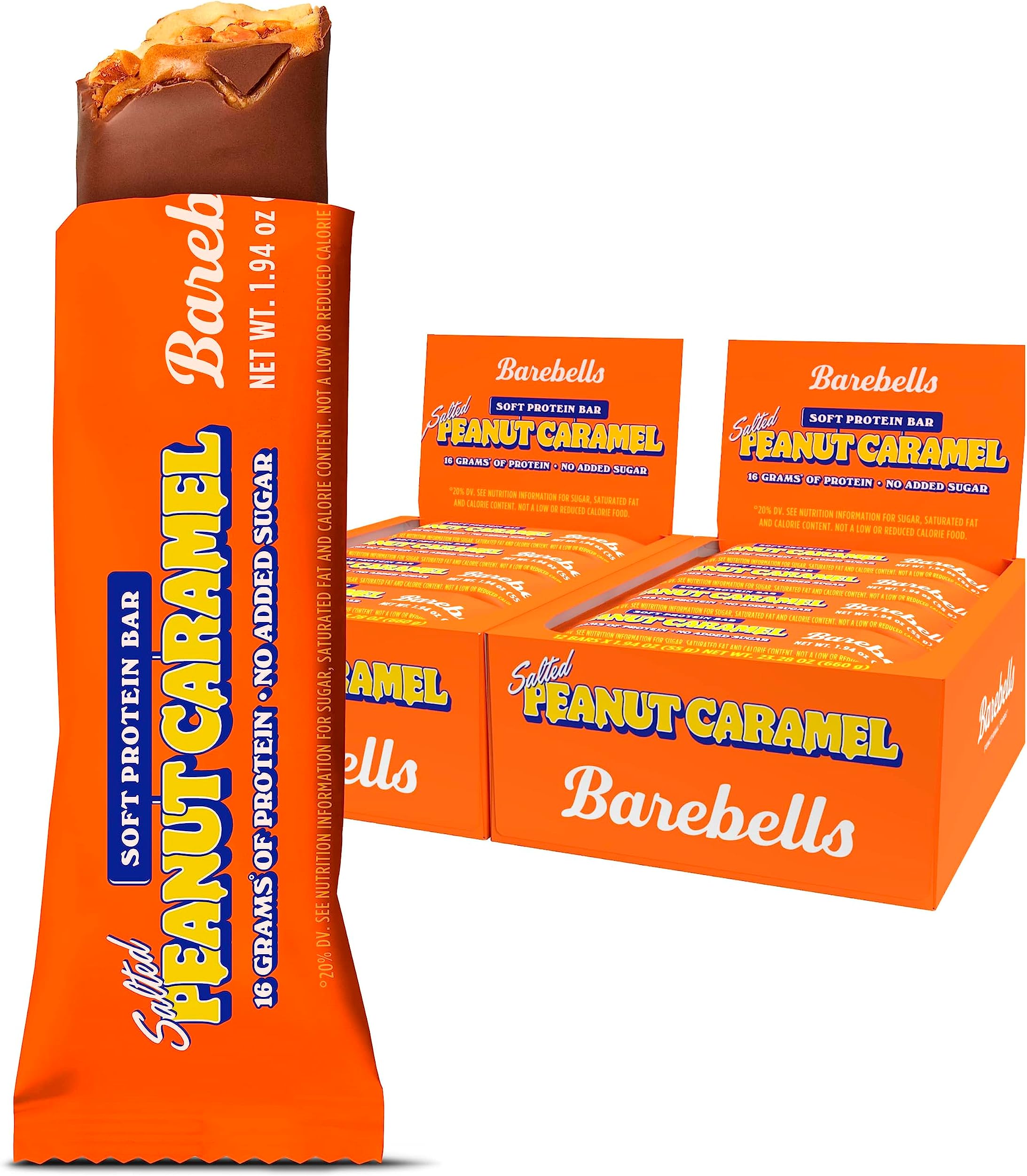 Soft Protein Bars Salted Peanut Caramel - 12 Count, Pack of 2 - Protein Snacks with 16g of High Protein - Chocolate Protein Bar with 2g of Total Sugars - Soft Protein Snack & Breakfast Bars