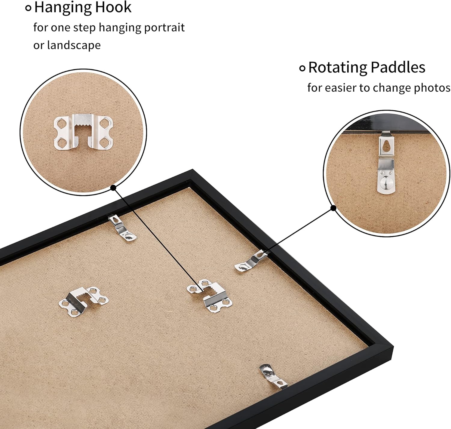 upsimples 8.5x11 Picture Frame Set of 3,Made of High Definition Glass for 6x8 with Mat or 8.5x11 Without Mat,Wall Mounting Photo Frame Black -