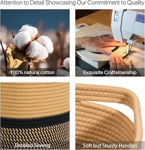 Miniatura 2 de KALLAX Cesta de cuerda, cestas tejidas para almacenamiento, cesta decorativa de piso para decoración del hogar, cesta de plantas para macetas de 10