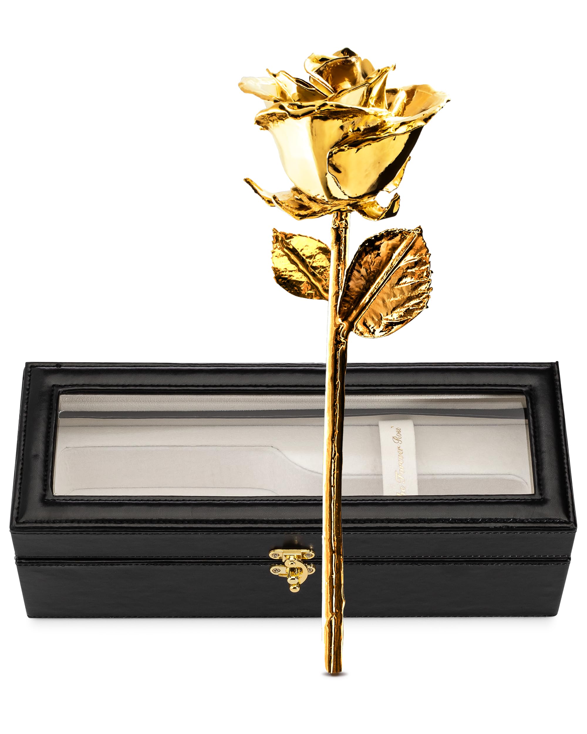 Forever Rose 24K Gold Dipped Real Rose Handmade in Bloom Box & Vase | Long Lasting Romantic Gift for Anniversary Valentines Day Mothers Day Birthday Wedding Wife Girlfriend product thumbnail 2