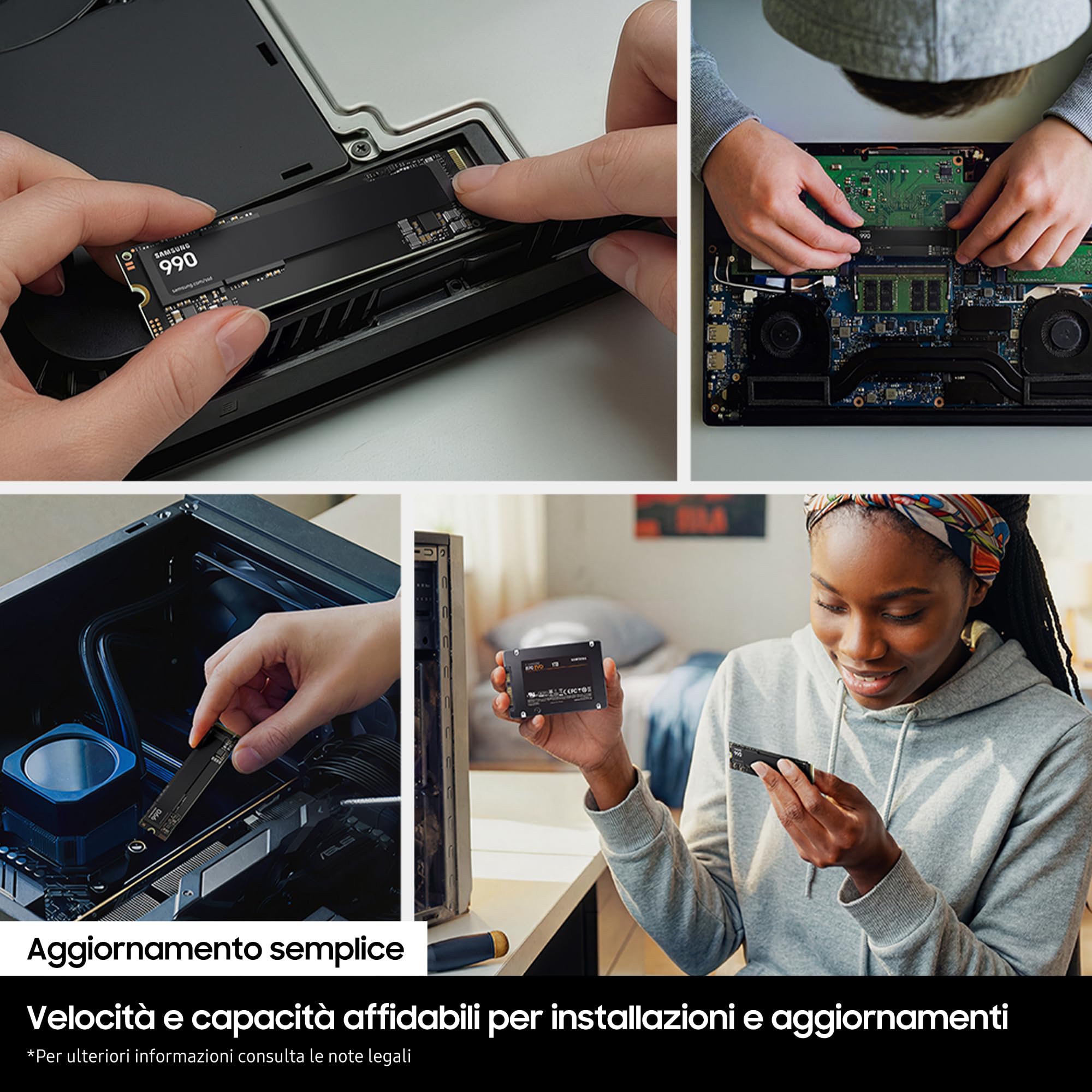 Samsung SSD Interno 990 da 1TB, Disco Solido Interno, MZ-V9V1T0BW, Velocità di lettura fino a 7.250 MB/s e di scrittura fino a 6.450 MB/s, SSD interno per un trasferimento dati veloce