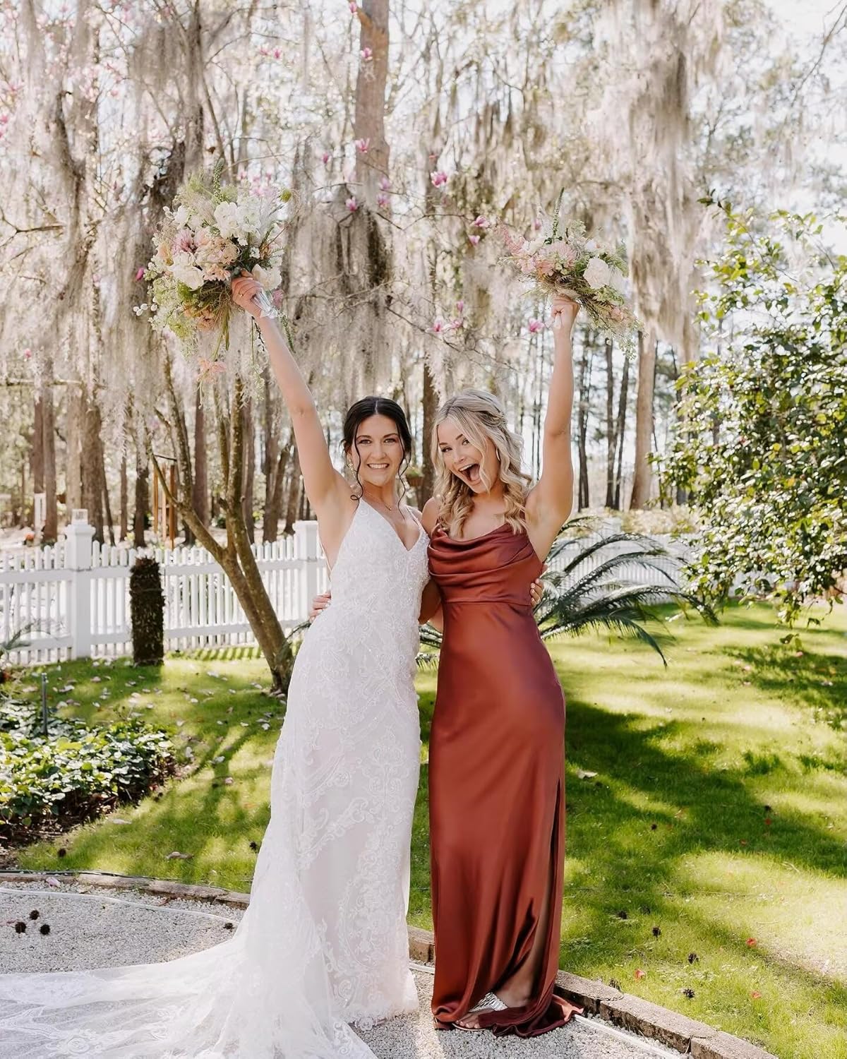 Satin Bridesmaid Dress for Women Spaghetti Straps Slit Prom Dress Formal Summer Maxi Dress - Image 6