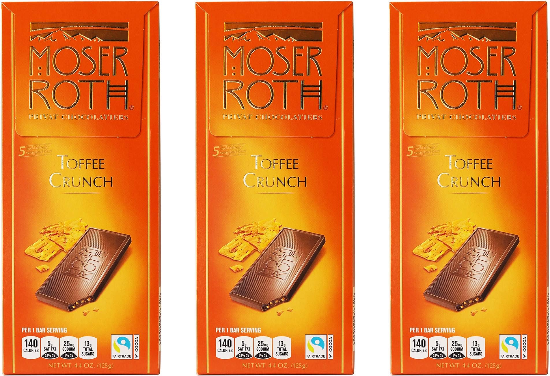 Moser Roth Fine German European Chocolate Toffee Crunch (3 Pack)