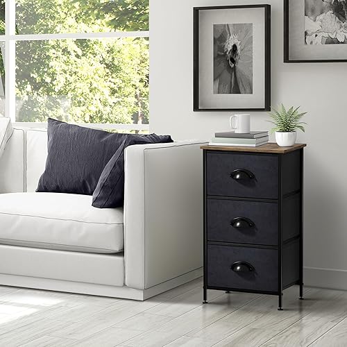 Vista 117 de Sorbus Cómoda de mesita de noche con 2 cajones de madera sintética, mesita de noche con almacenamiento para dormitorio, sala de estar, armario