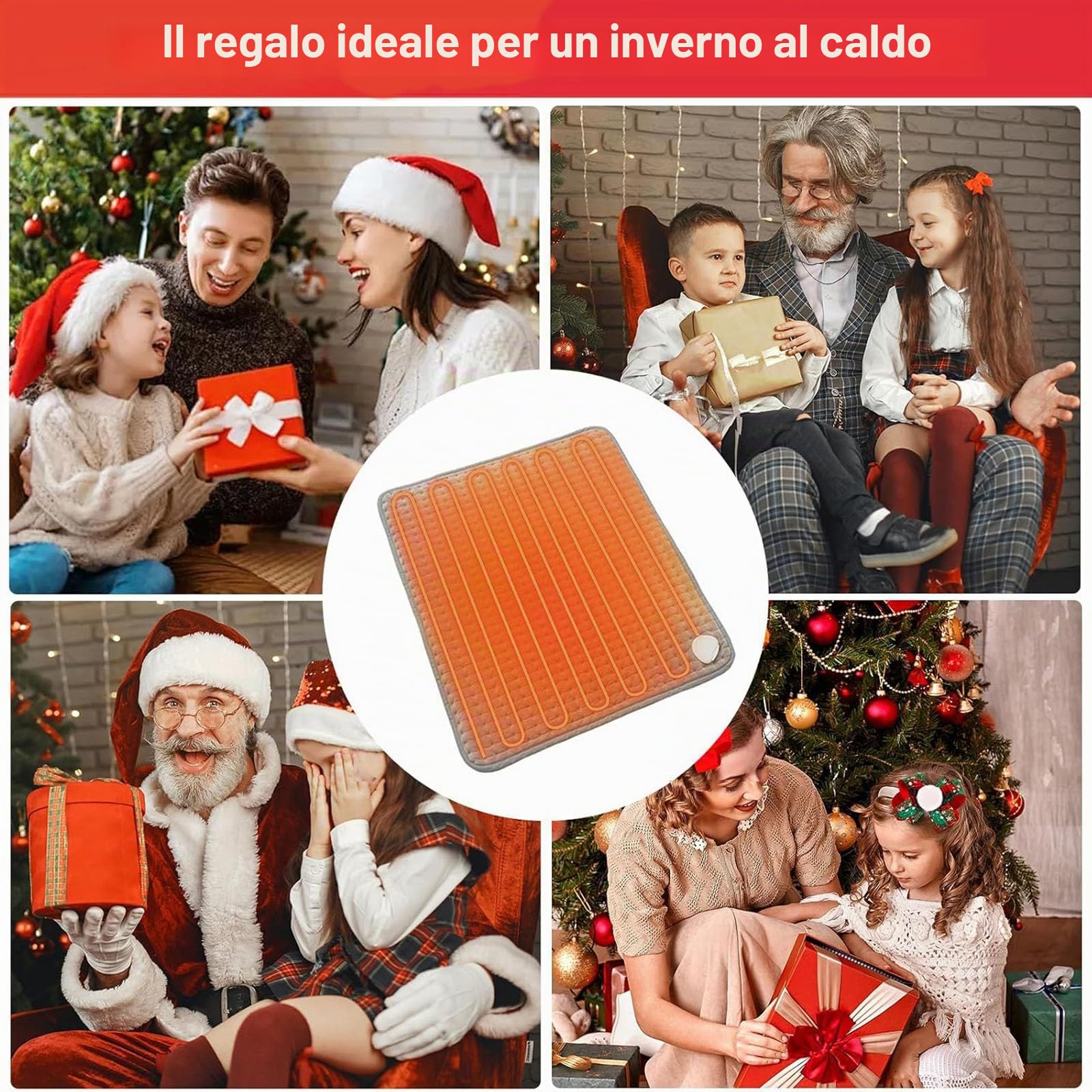 CYFIE Cuscino riscaldante XL riscaldante elettrico 50 x 60 cm, 10 livelli addome con controller, e cuscino riscaldante elettrico rapido per schiena, collo, spalla, lunghezza del cavo 250 cm