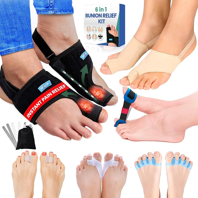 Bunion Corrector for Women & Men- Instant Pain Relief - 11pcs Kit with Orthopedic Bunion Splints, Socks, Toe Separators, Spreaders & Spacers for Hallux Valgus & Hammer Toe – Complete Day/Night Support
