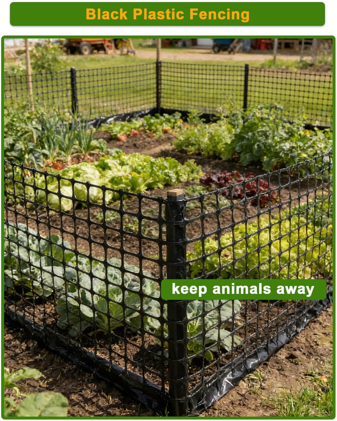 Plastic Chicken Wire Mesh Fence Roll - Black 16IN * 33FT Multi-Use Garden & Poultry Netting, Animal Barrier for Pets, Plants, Patio,Balcony, Snow Fencing & Temporary Indoor and Outdoor Use