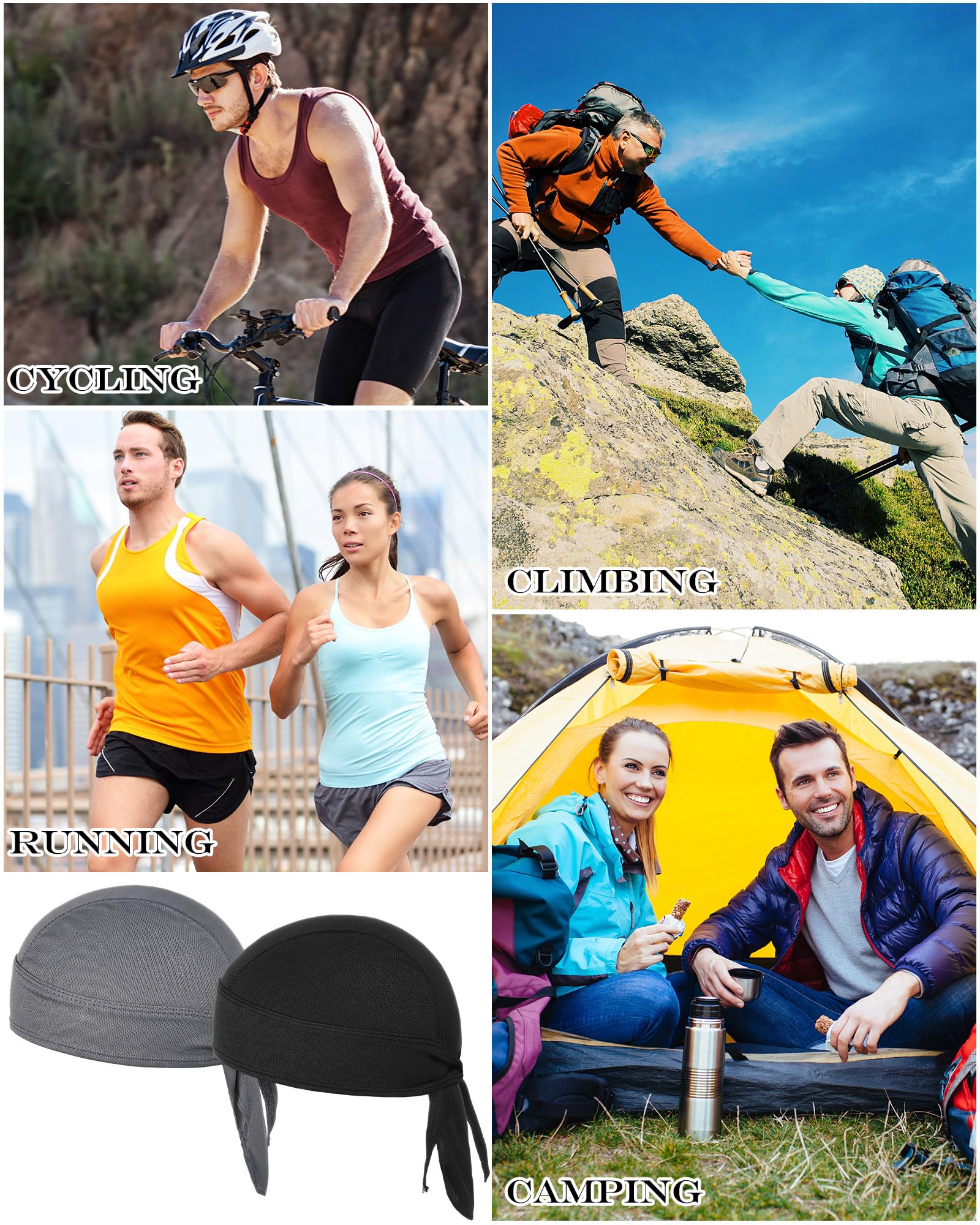 Foaincore Paquete de 8 gorras de calavera Do Rag para hombre, absorbe el sudor, trapos Doo Trapos refrescantes, forro de casco de ciclismo, motocicleta, bandana, Como se muestra en la imagen, 2