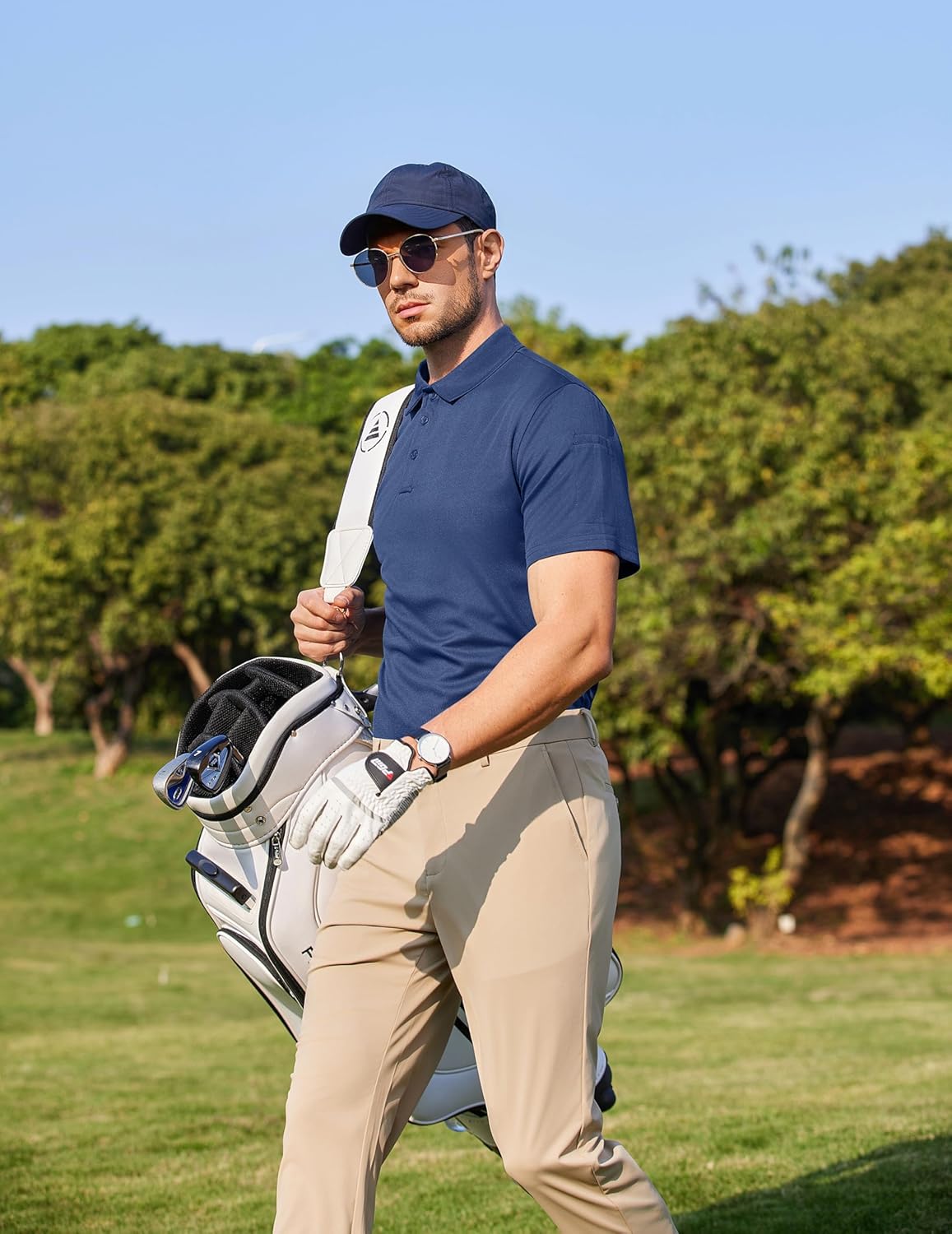 COOFANDY Men's Polo Shirts Short Sleeve Quick Dry Performance Golf Polos Tactical Work Shirts with Pen Pocket