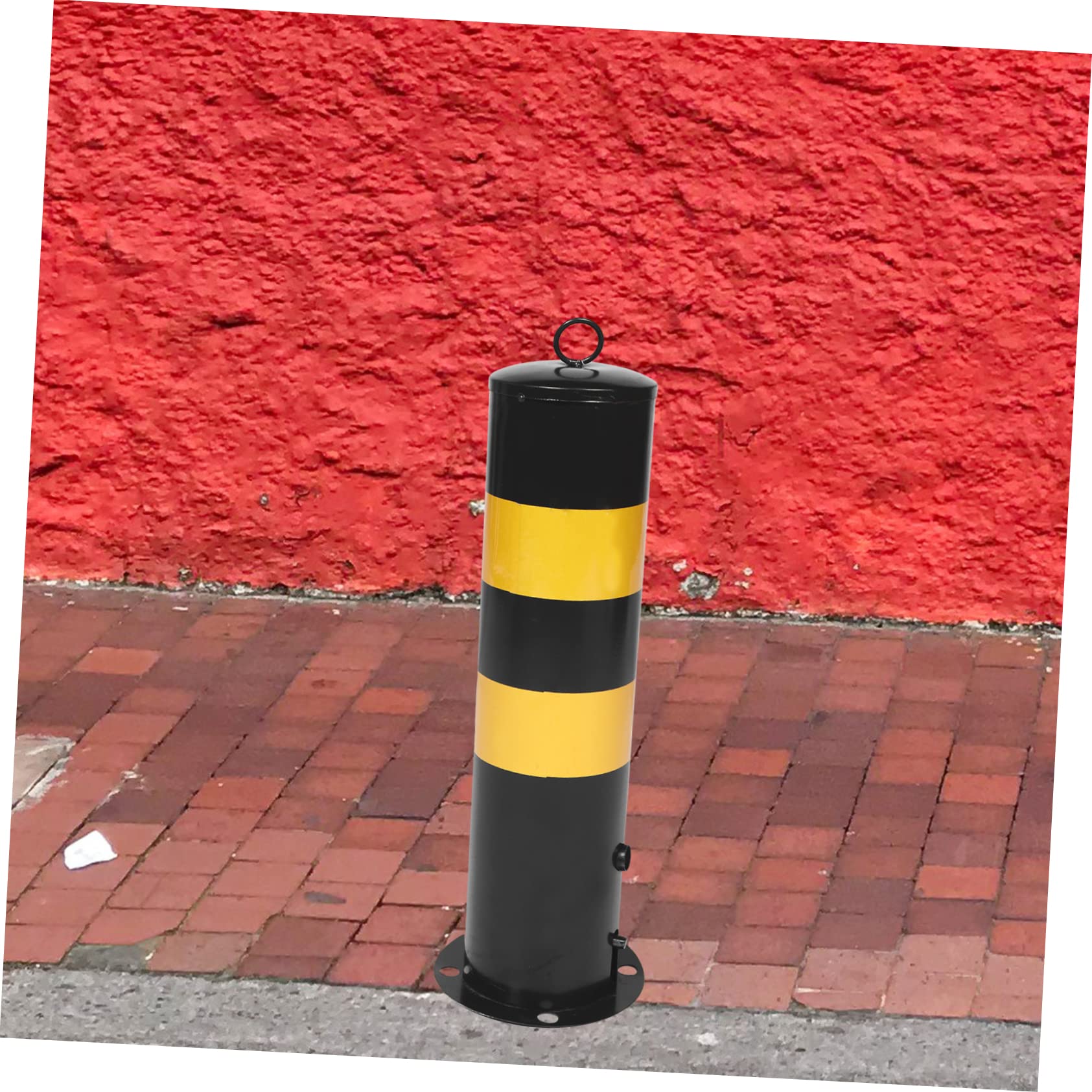SOLUSTRE Barrière de Parking en Acier Noir, Poteau Borne Sécurité pour Stationnement, Séparation Piétons-véhicules, Haute Visibilité, Anti-rouille