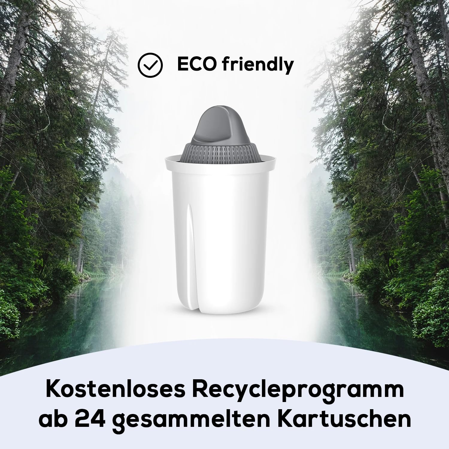PearlCo - Carafe avec filtre à eau en verre - blanc - 1 cartouche Protect+ classic incluse (compatible avec Brita Classic)