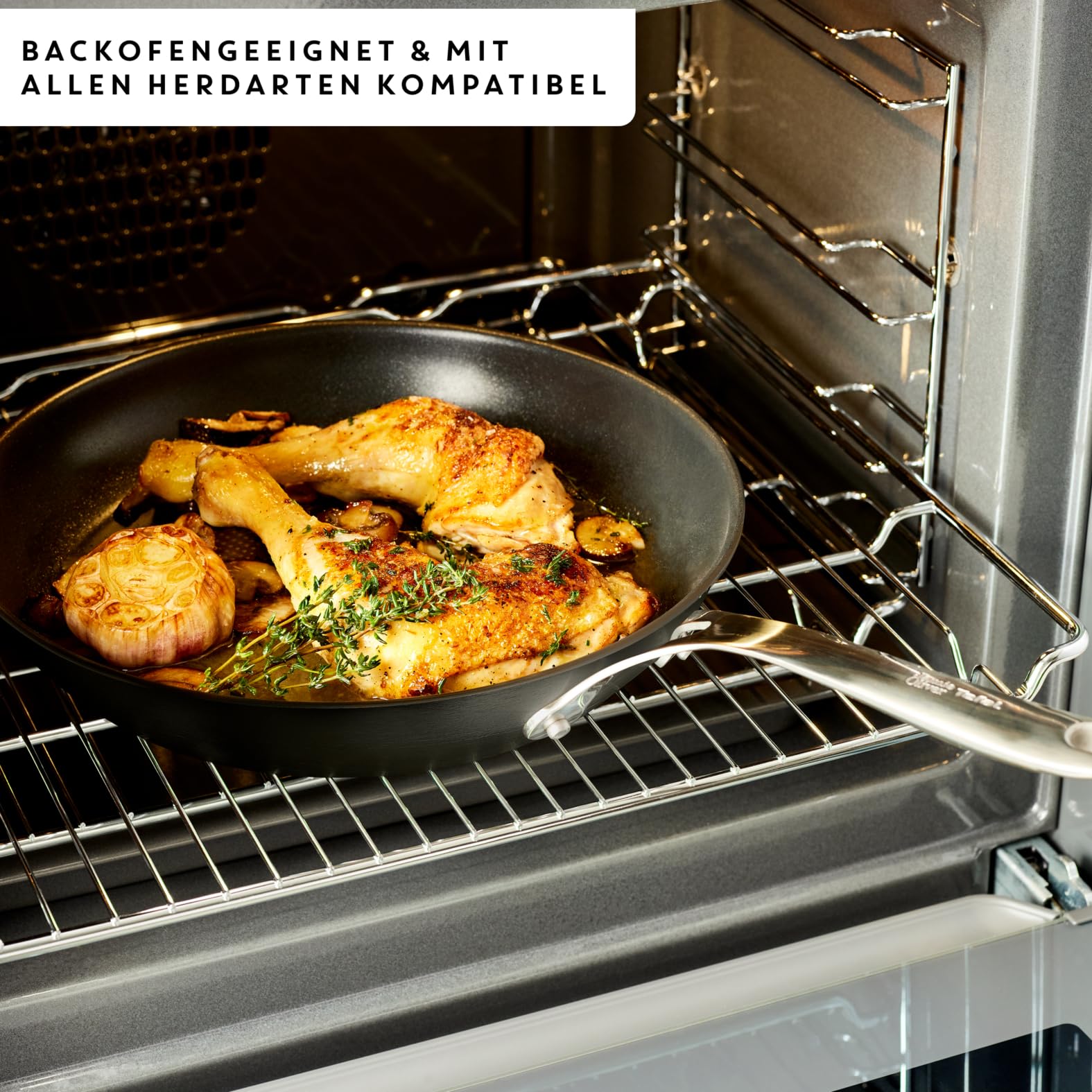 Jamie Oliver by Tefal Cook's Direct Kochgeschirr-Set, 5-tlg., Pfannenset induktionsgeeignet und backofenfest, langlebige Antihaftbeschichtung, harteloxiertes Material, Thermo-Signal, Schwarz, E017S555