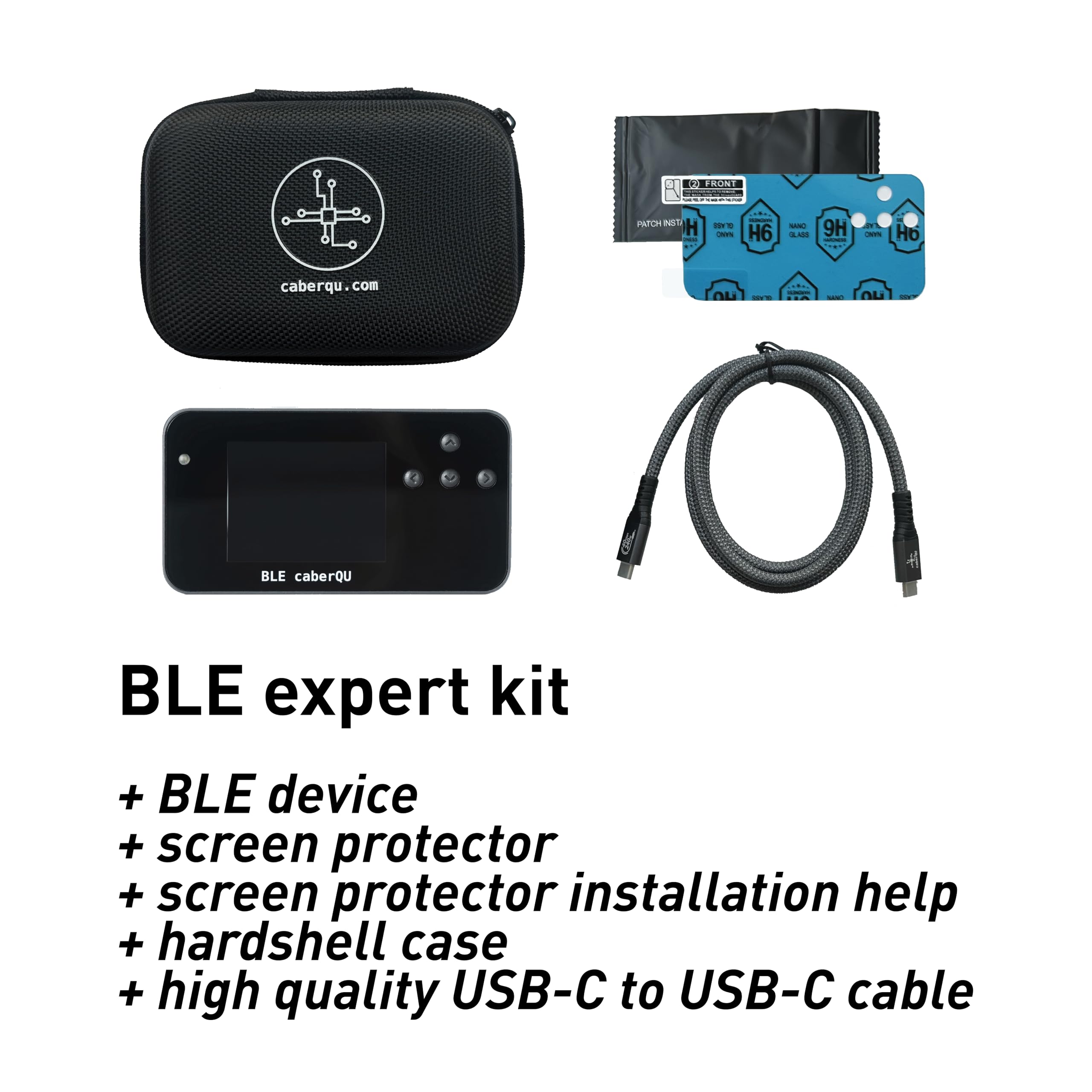 BLE caberQU Digitaler USB-C-Kabeltester, USB PD 3.0/3.1/3.2 eMarker-Anzeige, 25-polige Kontinuitäts-Pinbelegung, USB 2/3/4, Kabelwiderstand, iOS & Android App (BLE caberQU Expert Kit)