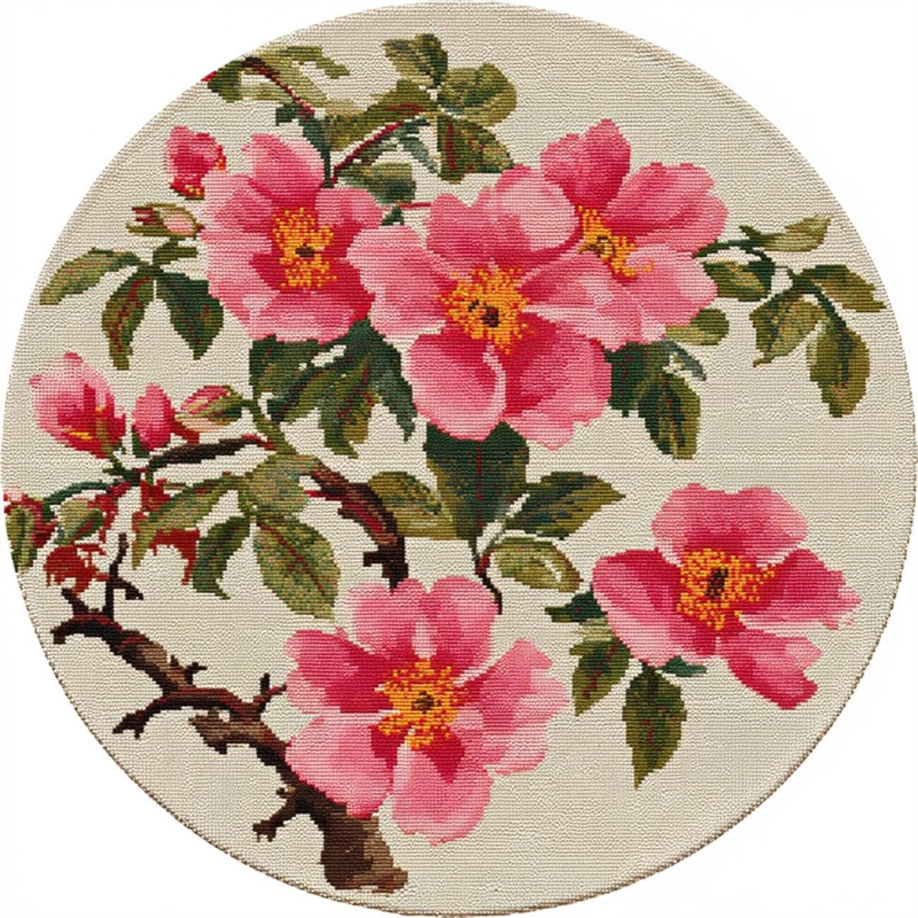 Kitquiver Rug Latch Hook Craft Kits Pink crabapple Blossoms 60x60cm