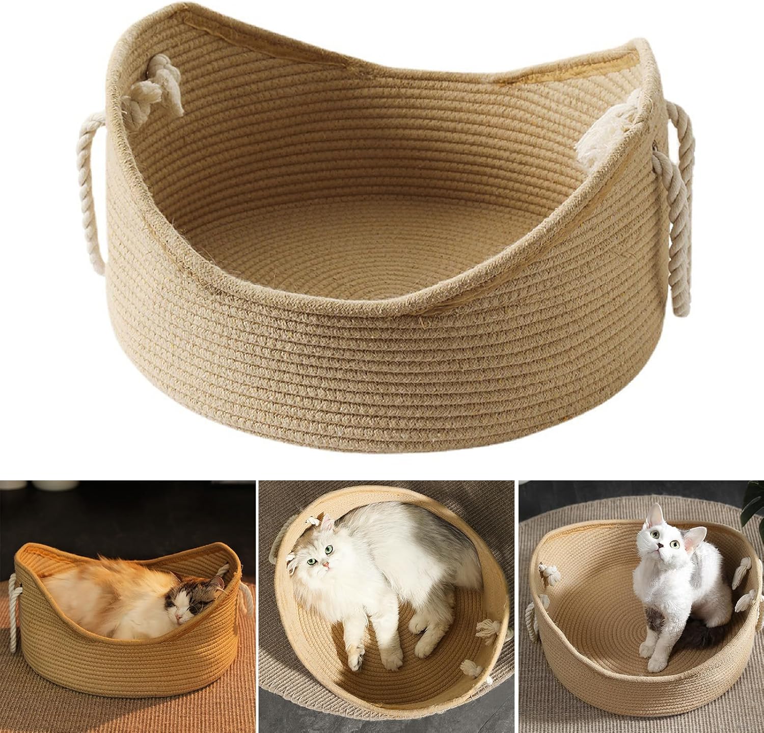 Fydun Cat Bed Basket, Hand Made Corrugated Basket, Scratching Board, Comfortable Houses & Condos Board House Pet for Cats