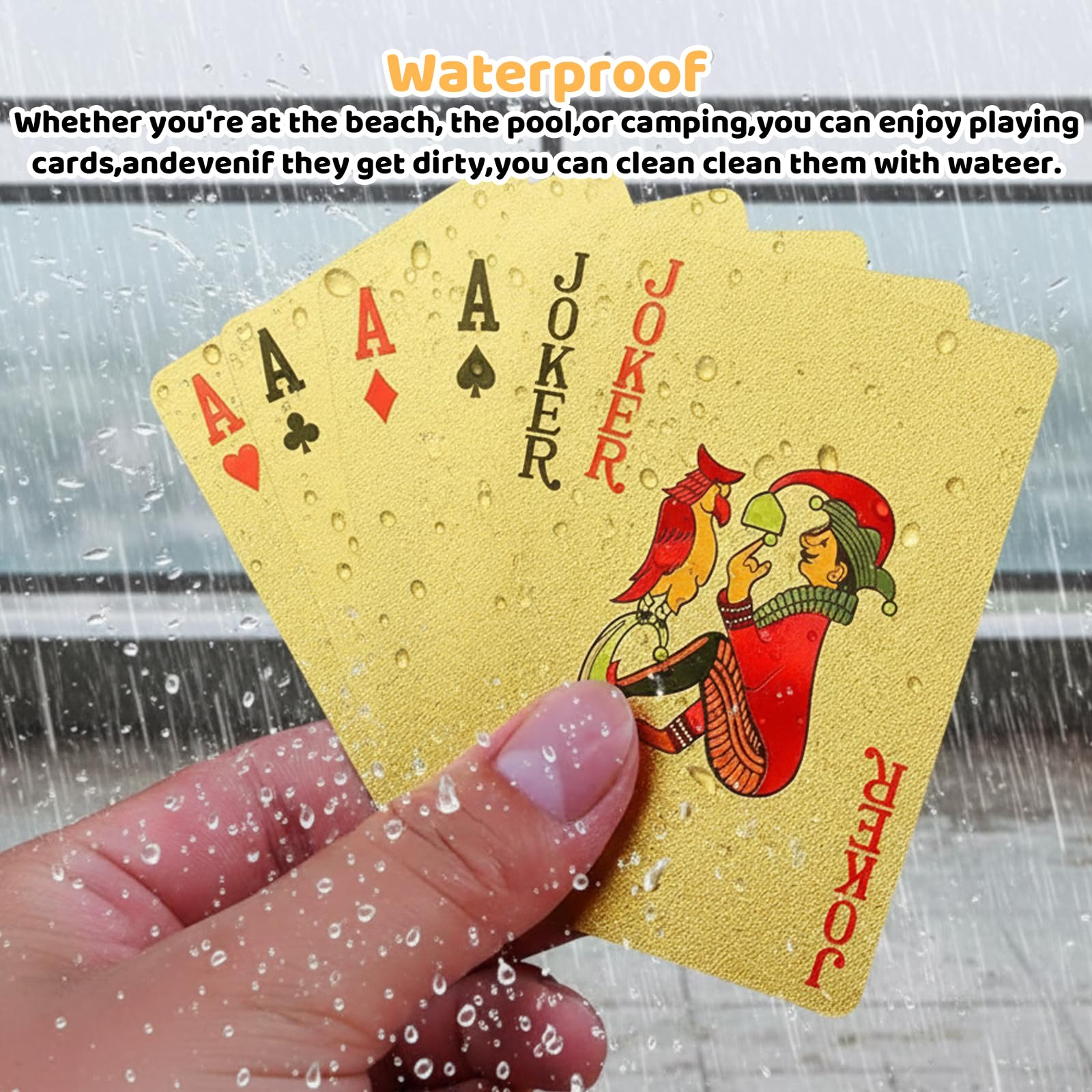 Gubilacrum 2 Pack Playing Cards, 8.7x 5.7cm Black and Gold Two Pack of Cards, Water Resistant Plastic Playing Card - Image 3