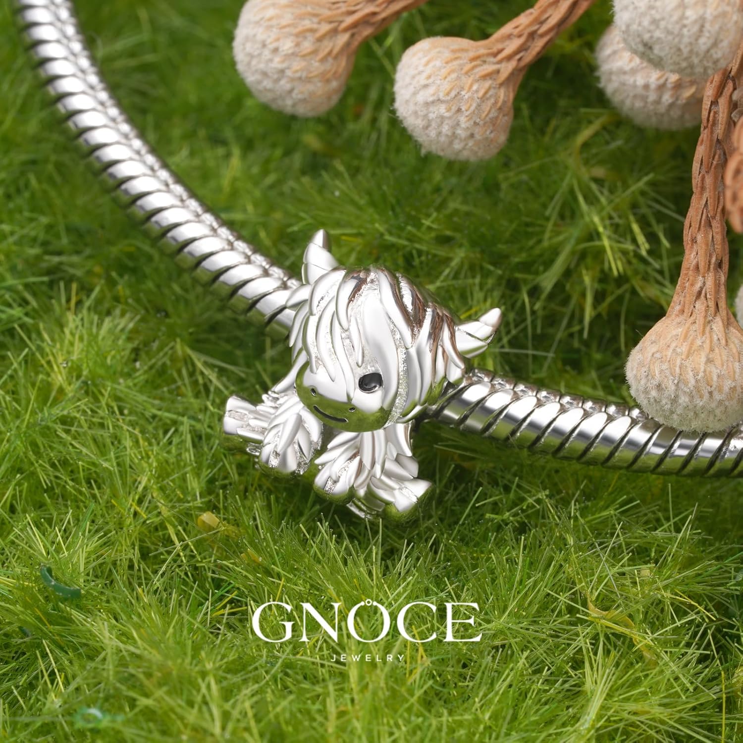 GNOCE Scottish Highland Cow Cute Love Charm For Women, S925 Sterling Silver Bead Charm Bracelet for Her, Jewelry Gift Animals - Image 3