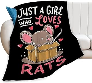 Mouse Rat Blanket Super Cozy Soft Mouse Rat Animal Stuff Decor Throw Blanket Warm Plush Fluffy Just a Girl Who Loves Rats Lightweight Fleece Flannel Gifts Blankets for Kids Adults 50