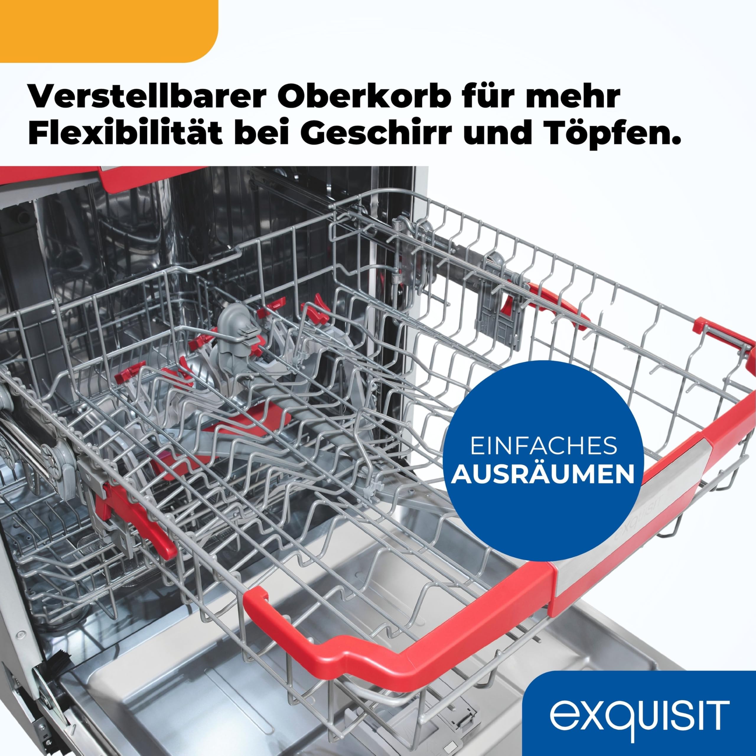Exquisit Einbaugeschirrspüler 60cm Vollintegriert - 14 Maßgedecke & Inox | Besteckschublade, LED-Bodenlicht, Aquastop, 8 Spülprogramme, Automatischer Türöffner EGSP9614-E-031B, 24h Startzeitvorwahl