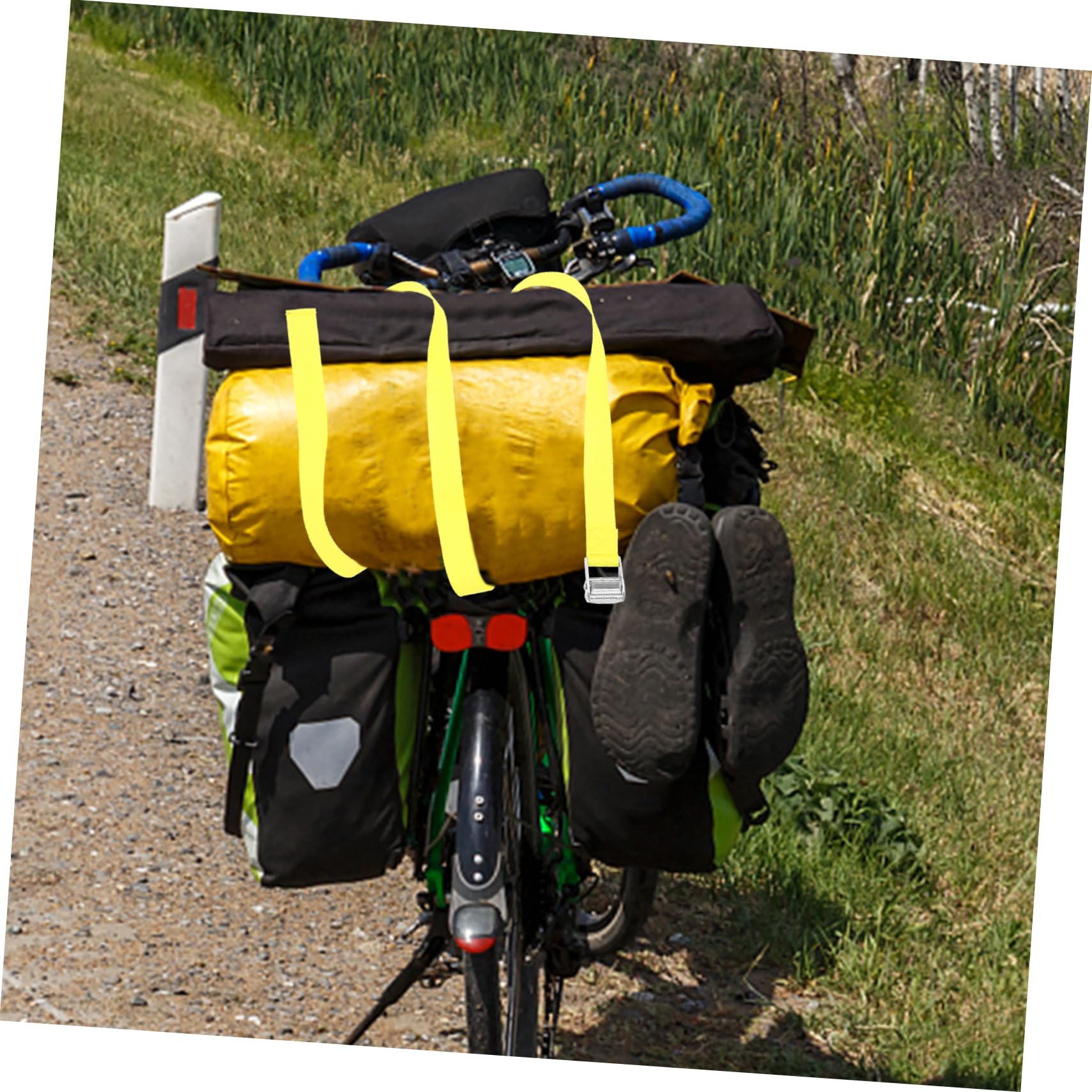 HANABASS 4sets Adjustable Cargo Strap Heavy Duty Ratchet Tie Down for Motorcycle Bicycle and Kayak Portable Fixing Rope for Secure Transport of Luggage and Gear 2pcs*4