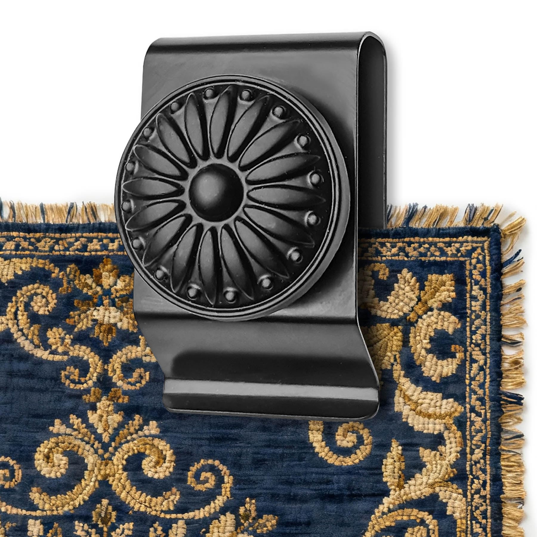 Doselves Tapestry Wall Hanging Clamps 4 Pack Metal Clips for Hanging Textiles, Rugs, Carpet Wall Display (Black)