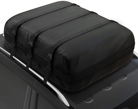 iBirdie Roof Rack Cargo Carrier 20.4 Cubic Feet, Soft-Shell Rooftop Cargo Box, Waterproof Heavy Duty 1200D for Car with/Without Roof Rack, Includes Anti-Slip Mat, Door Hooks, 52x40x17 inches