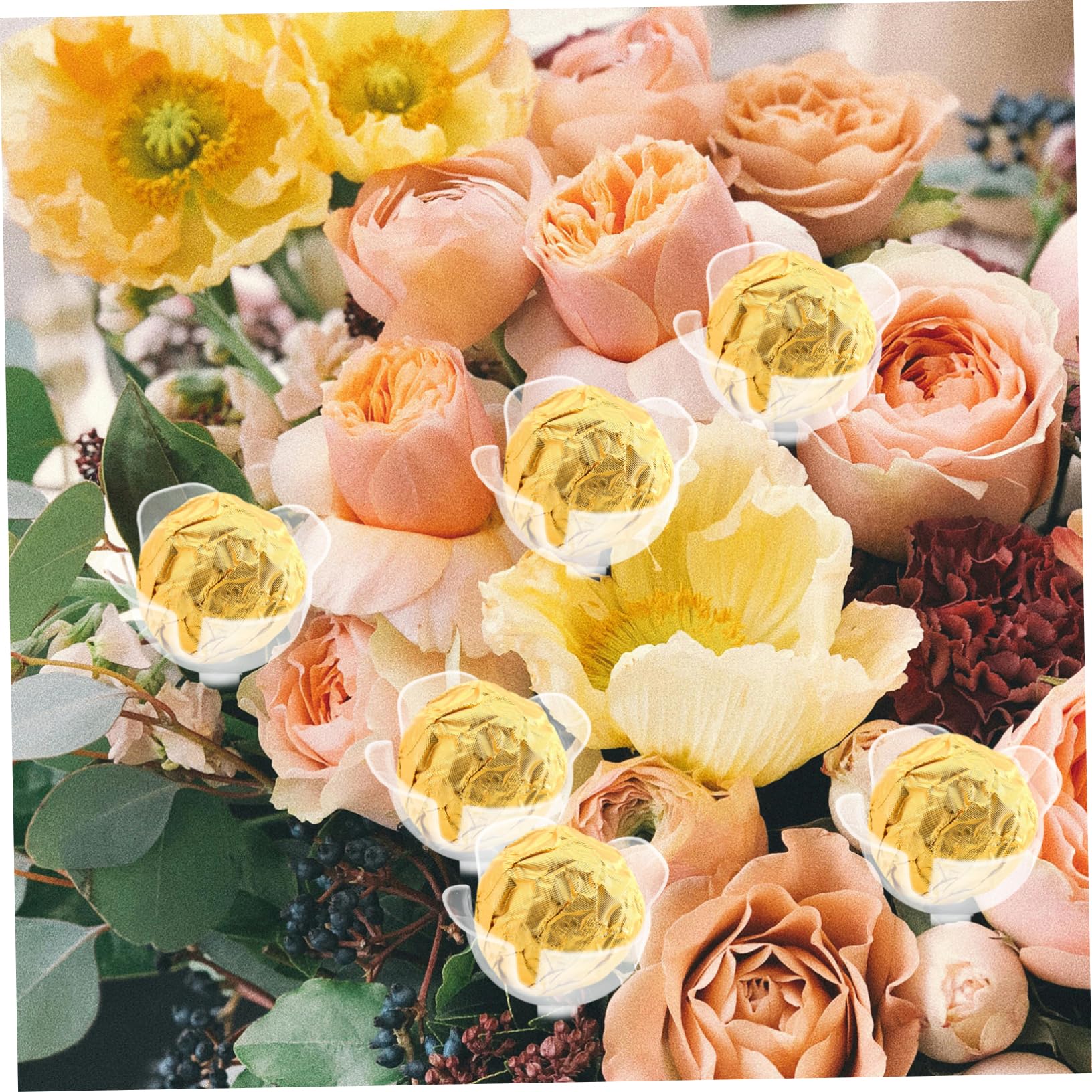 STOBOK 2 Set Eleganti Porta Bouquet Di Cioccolatini Con Base Per Bouquet Di Fiori Tazze Fisse Di Cioccolatini Portaoggetti Riutilizzabili 100 Pezzi * 2