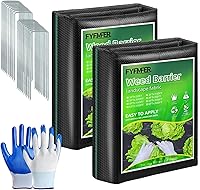 FYFMFER 4x100FT Heavy Duty 3.2oz Weed Barrier Landscape Fabric with 20 U-Shaped Pegs - Woven Geotextile for Gardens & Farming
