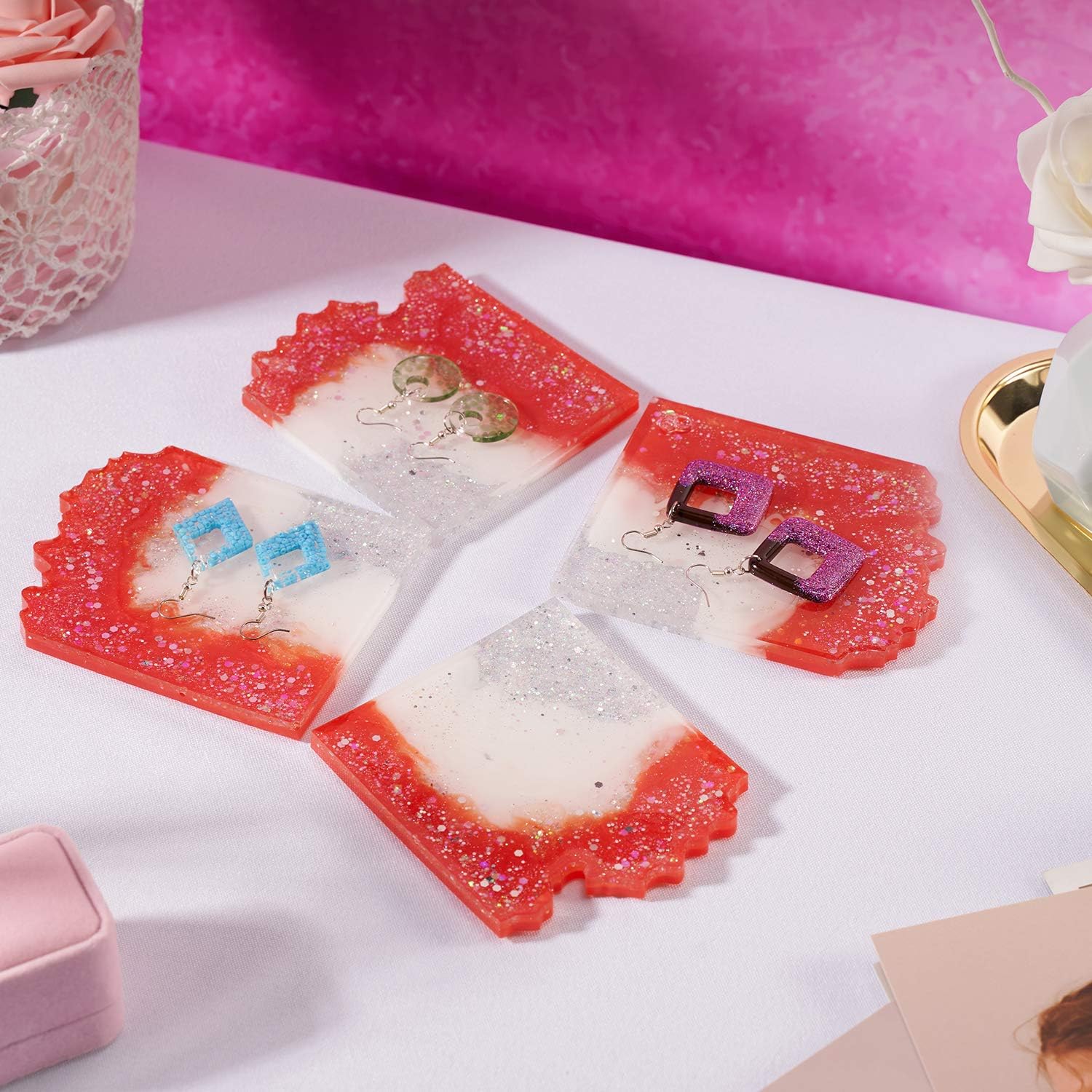 LET'S RESIN Puzzle Agate Coaster Resin Molds, Geode Agate Slice Molds Six Cut, Silicone Molds for Making Cup Mats, Geode Coasters, Home Decoration, Candle Holders