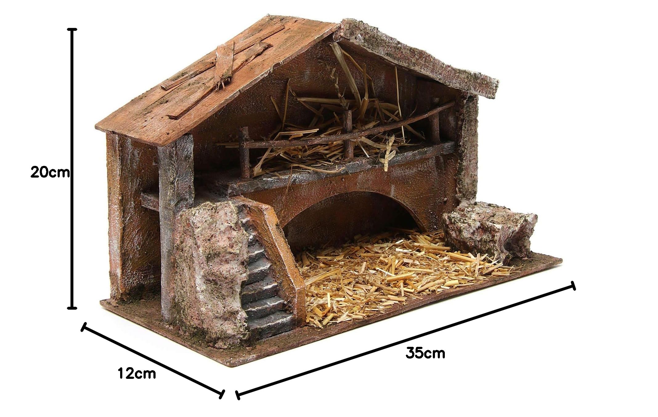 Holyart Capanne Presepe e Grotte: Capanna con scala per presepe 12 cm 35X20X25 cm