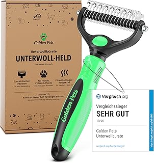 TESTURTEIL SEHR GUT Unterwollbürste & Unterfellbürste I Hundebürste & Katzenbürste für langhaar I Unterwollkamm entfernt Unterwolle & Verfilzungen